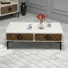 Hanah Home Samba Mesa de Centro Nogal y Crema